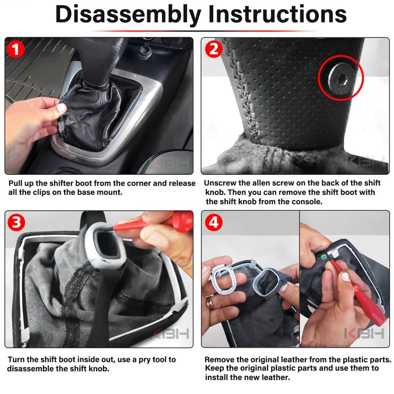 KBH Car Gear Shift Knob Boot Cover for Hummer H3 2005 2006 2007 2008 2009 2010 2011, Vinyl Leather Upholstery, Shifter Dust Covering Skin Replacement, Black - Image 5